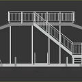 White Outdoor Terrace Furniture With Two Level Structure Staircase And Railing