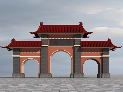 New Chinese Style Gate Ancient Building Entrance 3d model New Chinese Style Gate Ancient Building Entrance 3d model