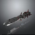 Advanced Silver Missile Weapon With Red Accents And Multiple Propulsion Fins
