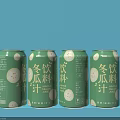 Refreshing Winter Melon Juice Drink in Green Cans with Natural Healthy Ingredients 3d model