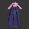 Traditional Korean Hanbok Outfit with Pink Top and Purple Skirt Classic Design