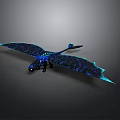 Blue Black Dragon 3D Rendered Fantasy Creature With Glowing Details And Large Wings