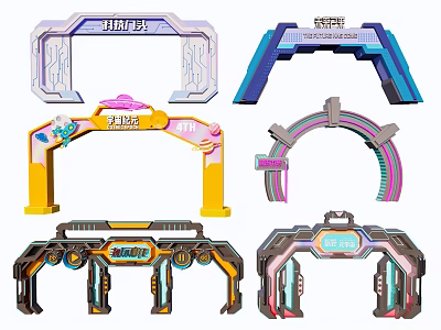 Science and technology mechanical sense yuan universe beauty Chen science and technology door head 3d model
