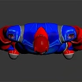 Superhero Style Muscular Robot Character With Red And Blue Armor Design