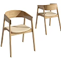 Modern Wooden Dining Chairs With Armrests And Light Padded Seats Design