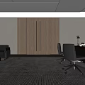 Modern Office Interior Design With Wooden Wall Paneling Desk Chair Sofa And Ceiling Lighting