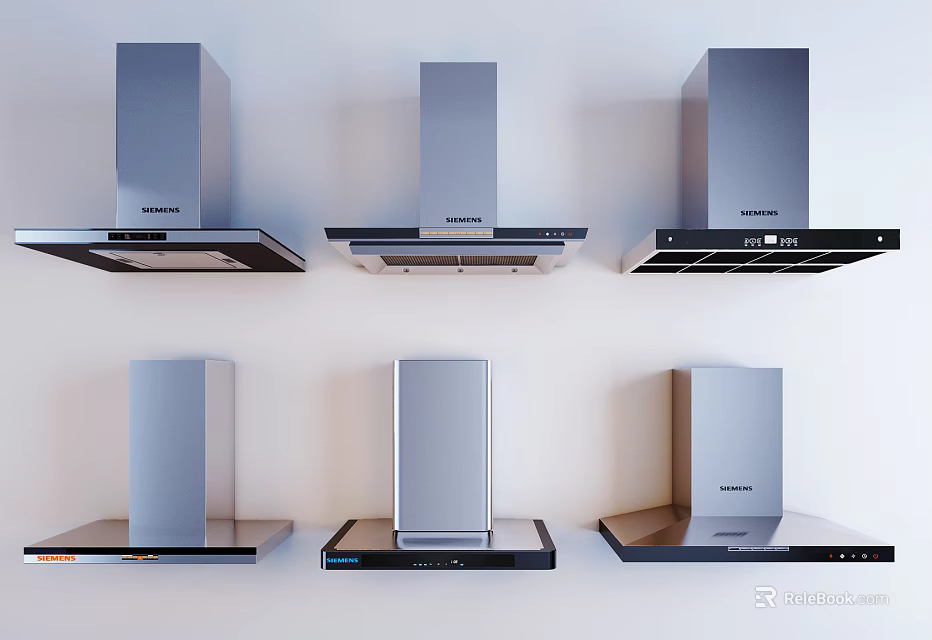 Various Styles Of Modern Kitchen Range Hoods With Sleek Design And Stainless Steel Finish 3d model 