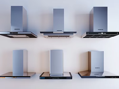 Various Styles Of Modern Kitchen Range Hoods With Sleek Design And Stainless Steel Finish 3d model