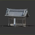 Traditional Chinese Architecture Featuring Sloped Tile Roof Decorative Eaves And Wooden Columns On Stone Platform