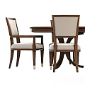 Modern Dining Table Set With Wooden Tabletop And Upholstered Chairs 3d model
