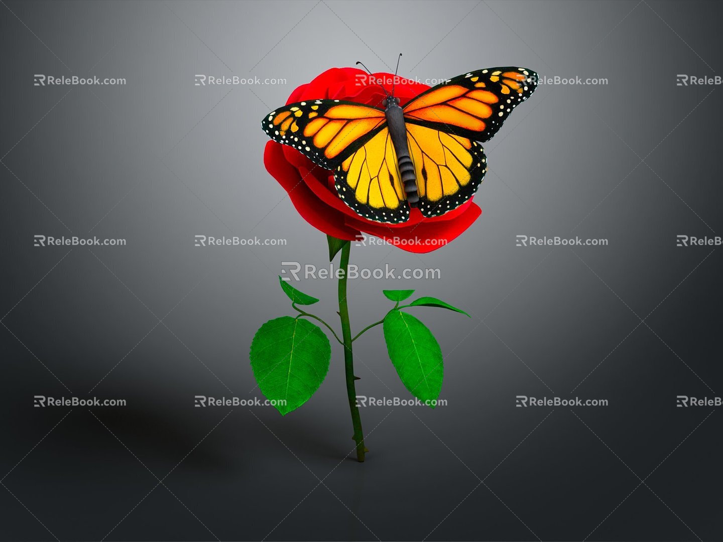 Modern Butterfly Butterfly Flower Picking Colored Butterfly Flowers 3d model