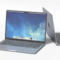 Apple MacBook Laptop With Open Starry Sky Screen And Silver Body Design 3d model