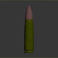 Sleek Isolated Bullet With Green Casing And Pink Tip Reflection On Dark Background