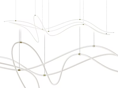 Modern White Curved Chandelier Interior Design With Flowing Lines And Sleek Structure 3d model