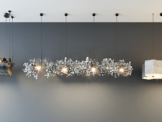 Modern chandelier fashion simple metal chandelier combination 3d model