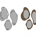Three Unique Gray Organic Shaped Decorative Mirrors Reflecting Interior Design