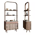 Modern Wooden Sideboard With Open Shelves For Tableware And Decor