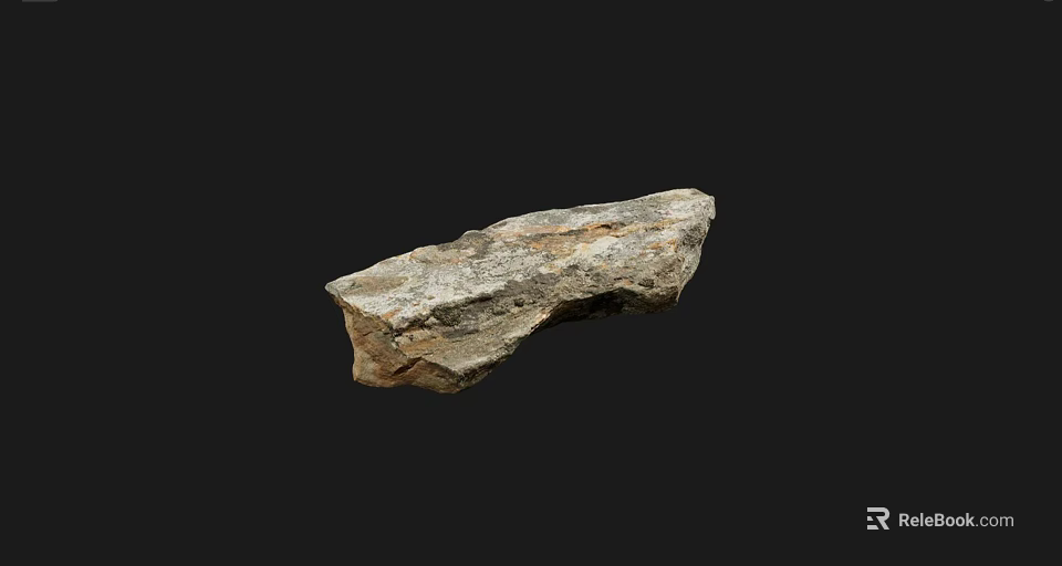 Natural Gray Brown Stone With Irregular Shape Textured Surface And Rough Details On Black Background 3d model 
