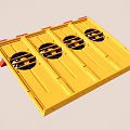 Yellow Perforated Panel With Black Fans And Red Clamps Against Sky