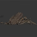 Jumbled Construction Debris Pile With Wooden Planks And Metal Structures
