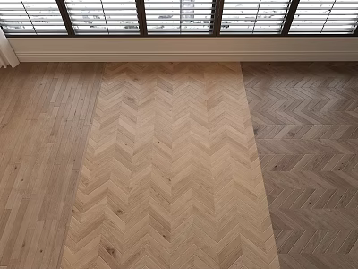 Herringbone Pattern Hardwood Floors In Bright Room 3d model