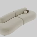 Modern Upholstered Sectional Sofa With Curved Shape And Light Beige Fabric 3d model