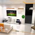 YUNOS Modern Exhibition Booth Featuring 40 Plus Logo Red Car Display Counter And Display Screens