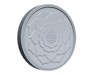 Circular Ceiling Light Panel With Elegant Lotus Pattern And Decorative Edge 3d model