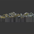 Natural Wood and Stone Decorative Pile with Mossy Rough Surface Texture