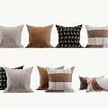 Stylish Decorative Throw Pillows With Brown Black White And Checkerboard Patterns 3d model