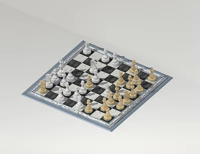 Classic Chess Game Entertainment With Black And White Pieces Arrangement 3d model