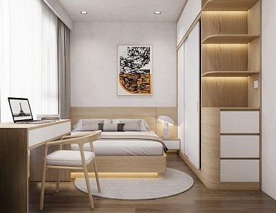 Modern Tatami Bedroom 3d model