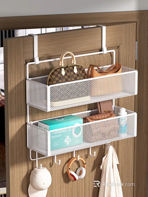 Over The Door Mesh Storage Baskets For Organizing Handbags Wallets And Daily Essentials 3d model 