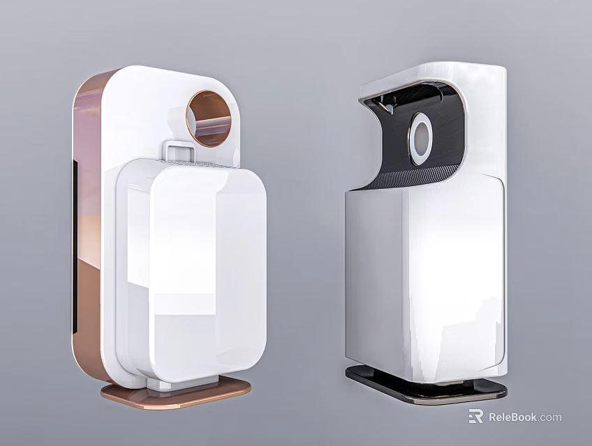 Modern White Home Appliances With Brown And Black Trim Design Details 3d model 