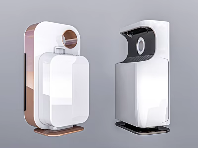 Modern White Home Appliances With Brown And Black Trim Design Details 3d model