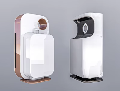 Modern White Home Appliances With Brown And Black Trim Design Details 3d model