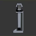 Futuristic Silver Metallic Weapon Featuring Red Light And Display Stand Base 3d model