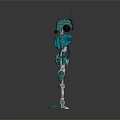 Blue Cybernetic Robot Featuring Mechanical Body Orange Core And Limb Structure