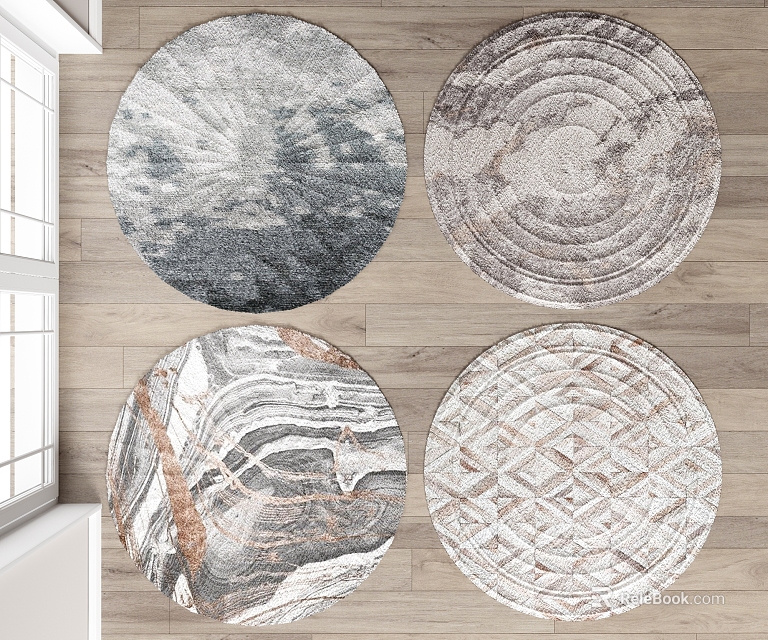 Modern Round Rugs With Various Unique Patterns For Home Interior Decor 3d model 