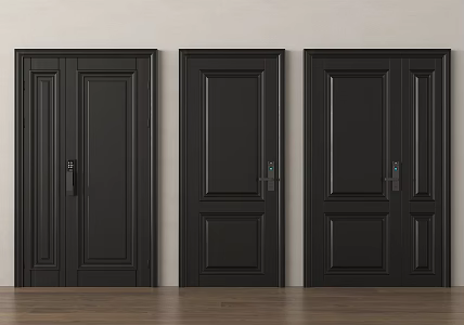 Modern security door paint door fingerprint lock entry door 3d model