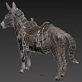 Gray Donkey Standing With Brown Leather Saddle On Gray Background 3d model