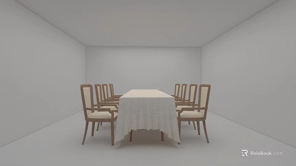 Comfortable Leisure Chairs With Wooden Frame And Beige Cushion In White Room Setting 3d model 