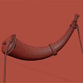 Handcrafted Wooden Horn Musical Instrument With Intricate Carved Patterns And Red White Beaded Strings