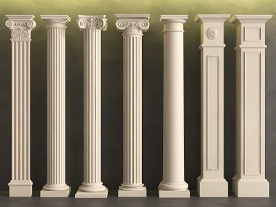 Elegant Classical Architectural Columns With Fluted Details Carved Capitals And Various Designs 3d model