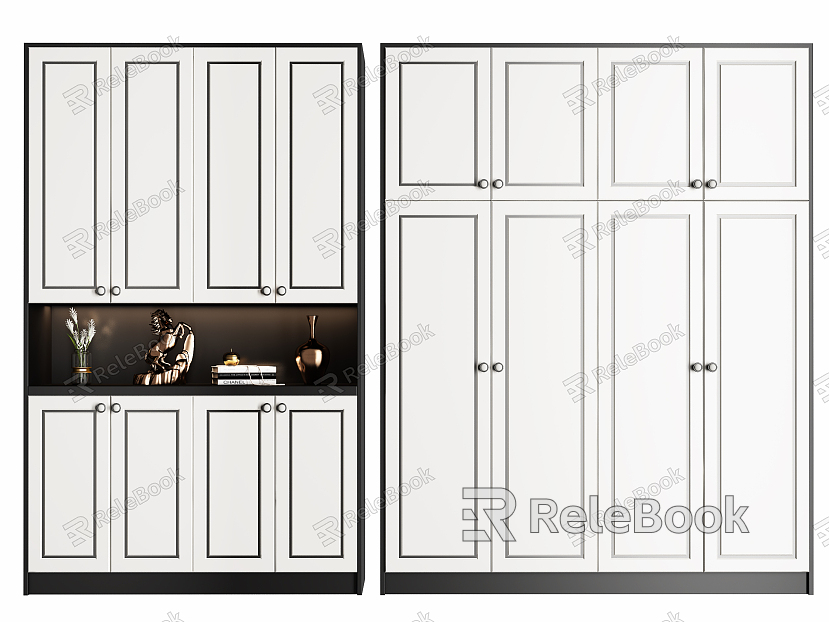 New Chinese Wardrobe Solid Wood Shoe Cabinet Wardrobe Combination model