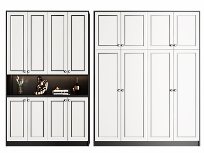 New Chinese Wardrobe Solid Wood Shoe Cabinet Wardrobe Combination 3d model