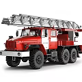 Red Off Road Fire Rescue Utility Vehicle With Extended Ladder And Equipment