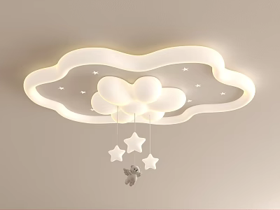 Cloud Shaped Ceiling Light with Star Decorations Small Animal Pendant for Kids Bedroom 3d model