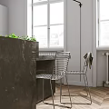 Modern Kitchen Interior With Black Marble Island White Cabinets Brass Pendant Lights And Wooden Flooring