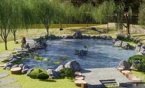 New Chinese Fish Pond 3d model